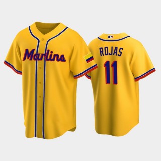 2022 Colombian Heritage Miami Marlins #11 Miguel Rojas Replica Yellow Jersey