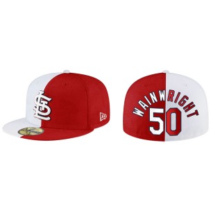 Adam Wainwright Cardinals Red White Split 59FIFTY Hat