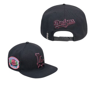 Men's Los Angeles Dodgers Pro Standard Black Cooperstown Collection Neon Prism Snapback Hat